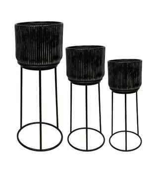 Planter metal on stand 33.5x79cm - Black