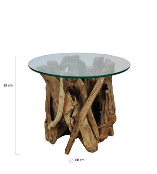 Table Derna - Bois - Verre - 60x38cm - Marron
