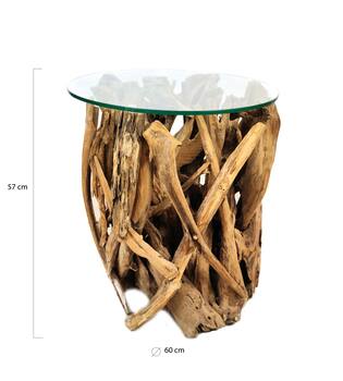 Table root with glass 60x60x57cm Ø60cm