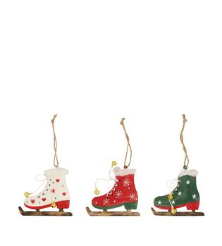 Hanger iceskate metal 10x8.5x1.4cm - Red