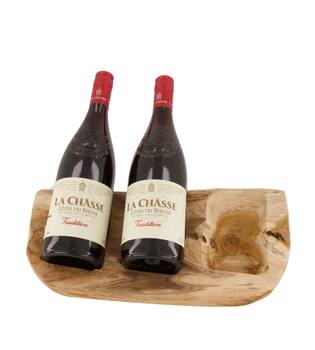 Winebottle holder teak wood 35x18x9cm - Natural