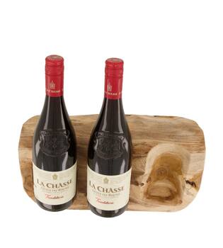 Winebottle holder teak wood 35x18x9cm - Natural