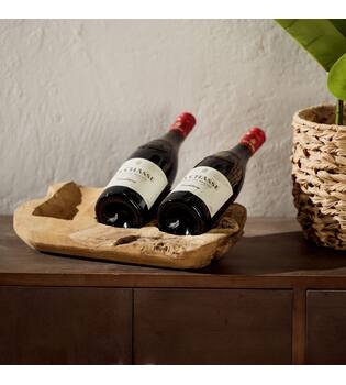 Winebottle holder teak wood 35x18x9cm - Natural