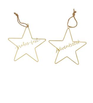 Hanger star text metal 30.5x0.8x31cm  - Gold