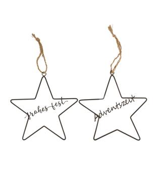 Hanger star text metal 30.5x0.8x31cm  - Black