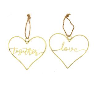 Hanger heart text metal 28x0.5x24cm A/2