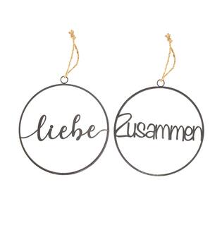 Hanger round text metal Ø35x1cm A/2