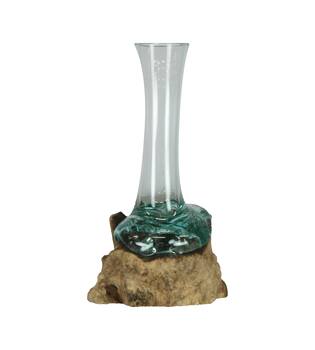 Root gamal wood with glass 18x18x28cm