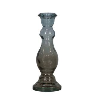 Dinnercandle holder recycled glass 7.5x20cm - Grey