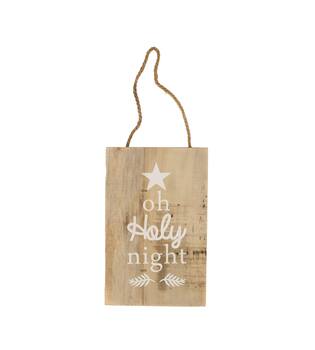 Sign oh holy night wood 18x28x1.5cm - Natural