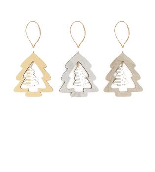 Hanger tree plywood 9x0.4x10cm 3pc - Multi
