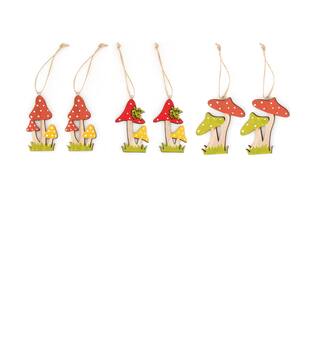 Hanger mushroom paulownia wood 7.5x0.5x8.5cm 2pc  - Multi