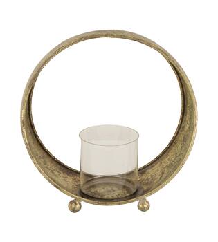 Candle holder metal with glass 27.5x14.5x28cm - Gold