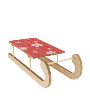 Figurine sleigh mdf wood 28x10x6.9cm - Red