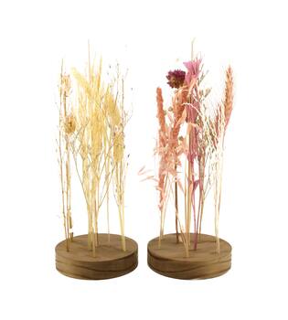 Dried flower nature with wooden base Ø12.5x33cm A/2