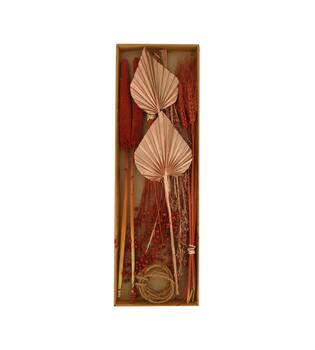 Dried flower exotic grass mix nature in tray 57x18x3cm - Copper