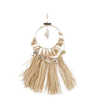 Mobile raffia nature with shells 28x2x58cm