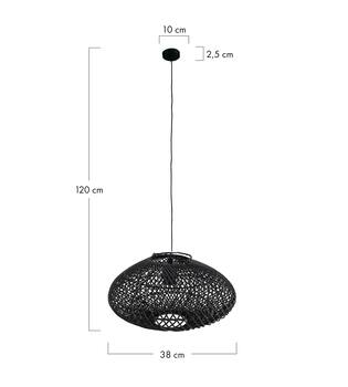 Ceiling light rattan 38x38x20cm - Black