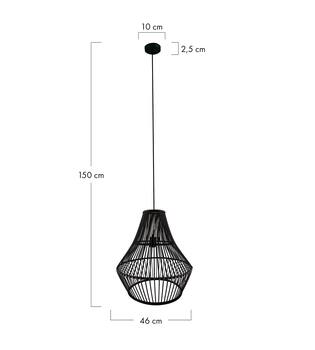 Ceiling light bamboo 46x46x50cm - Black