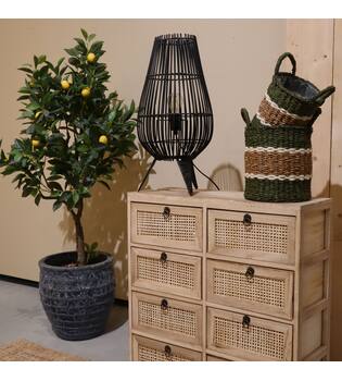 Staande lamp Erfurt - Bamboe - 28x28x58cm - Zwart