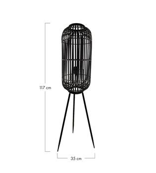 Lampadaire Essen - Bambou - 35x35x117cm - Noir