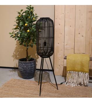 Lampadaire Essen - Bambou - 35x35x117cm - Noir