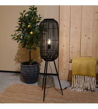 Staande lamp Essen - Bamboe - 35x35x117cm - Zwart