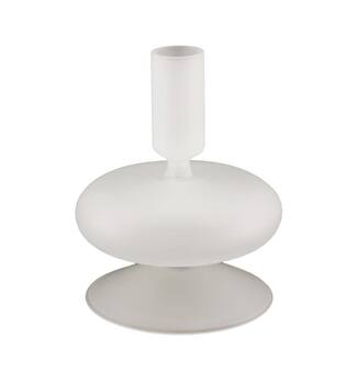 Dinnercandle holder glass 10x10x12cm - White