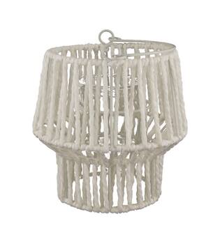 Lantern paper rope nature with glass 18.5x18.5x19.5cm