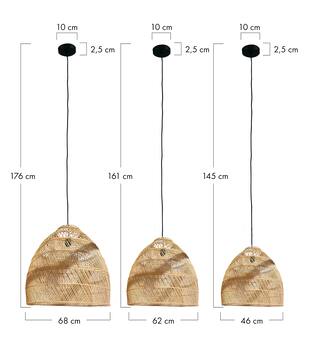 Ceiling light rattan 68x68x76cm S/3