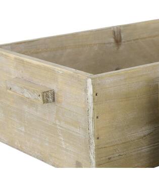 Box planter rectangular fir wood with plastic 35x20x11cm - Natural
