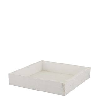 Tray square fir wood 20x20x4cm - White