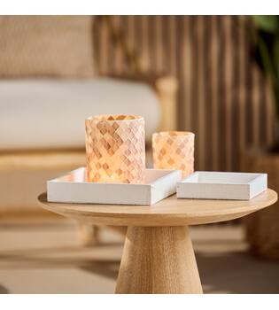 Tray square fir wood 30x30x4cm - White
