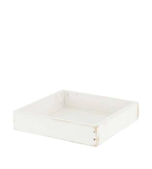 Tray square fir wood 14x14x3cm - White