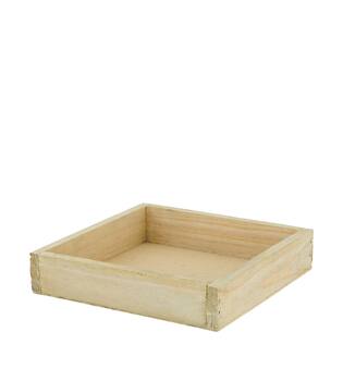 Tray square fir wood 14x14x3cm - Natural