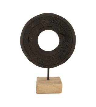 Statue circle teak on stand 22x9x28cm FSC 100% - Natural