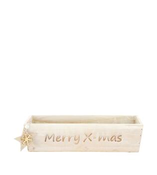 Planter Merry X-mas plywood with plastic 28x8x7cm FSC 100%