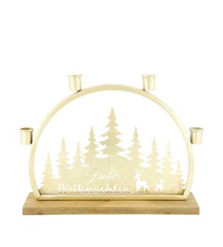 Dinnercandle holder Frohe Weihnachten fir wood 36x7x26cm FSC 100%