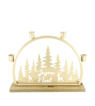 Candle holder Joyeux Noël fir wood 36x7x26cm FSC 100%