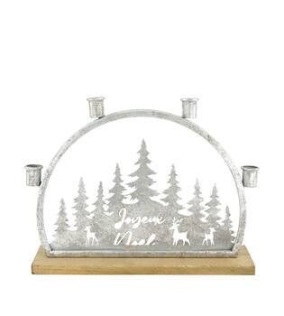 Dinnercandle holder Joyeux Noël fir wood 36x7x29cm FSC 100%
