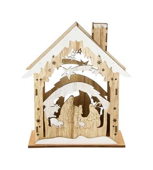Figurine christmas scene plywood 17x7.5x21cm FSC 100%