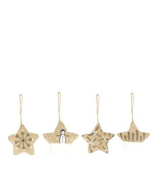 Hanger star snowflake  snowman  tree  twig paper mache 8x3x8cm  FSC mix 100% - Natural