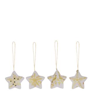 Hanger star paper mache 8x3x8cm FSC mix 100% - White