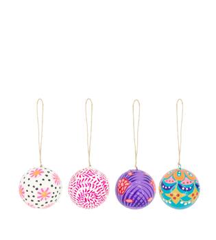 Bauble paper mache 7x7x7cm FSC mix 100% - Multi