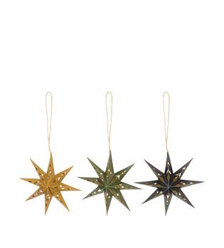 Hanger star wood print paper 15x4.5x15cm C/3 FSC Mix 100%