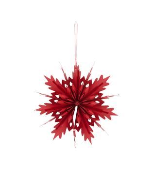 Hanger snowflake paper 30x7x30cm FSC Mix 100% - Red