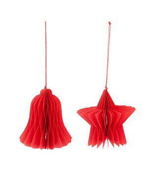 Hanger bell  star paper 12x12x12cm FSC mix 100% - Red