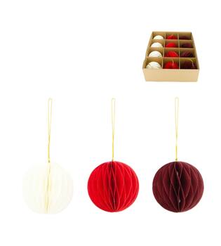 Bauble paper with hanger 8x8x8cm C/3 FSC Mix 100%