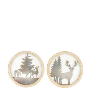 Wall art round fir wood with metal 28x1.5x28cm A/2 FSC 100%