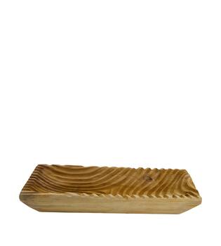 Bowl rectangular engraved teak wood 38x18x6cm FSC 100% - Natural